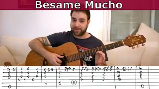 Fingerstyle Tutorial Besame Mucho  Guitar Lesson w TAB [upl. by Anoel]