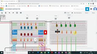 Demo 4bit Adder Subtractor using Full Adder IC with tinkercad [upl. by Nwahsad]