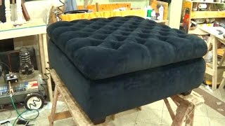 DIY  HOW TO UPHOLSTER A STORAGE OTTOMAN  ALO Upholstery [upl. by Darce]