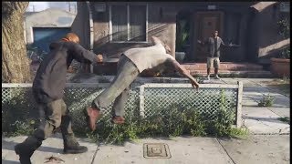 Random Guy Keeps Punching Trevor During Cutscene GTA V [upl. by Deidre]