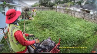 PART 1 Mowing a Overgrown Backyard  Mowing tall grass REAL TIME amp SOUNDS [upl. by Stoeber]