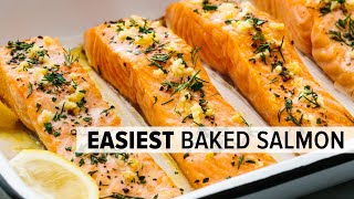 BAKED SALMON  easy nofail recipe with lemon garlic butter [upl. by Grenier]