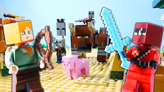 LEGO Minecraft Illager Village Raid STOP MOTION LEGO Minecraft Alex Adventure  LEGO  Billy Bricks [upl. by Nugesulo]