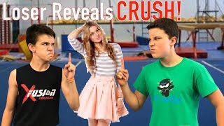 CRUSH REVEAL Back flip battle Loser Reveals Crush [upl. by Alicsirp908]