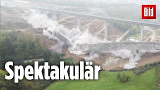 A45 Sprengung der 340 Meter langen Autobahnbrücke bei Siegen [upl. by Yekcor]