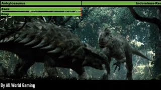 Indominus Rex vs Ankylosaurus With Healthbars [upl. by Matta881]