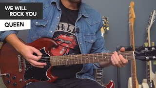 Queen quotWe Will Rock Youquot SOLO Guitar Lesson Tutorial  how to play [upl. by Llevart]