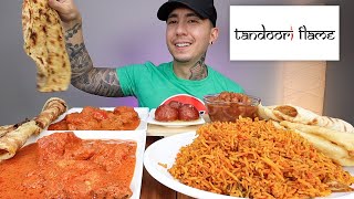 MUKBANG EATING INDIAN FEAST Butter Chicken Gulab Jamun Chicken Tikka Masala  Tandoori Flames [upl. by Nassi]