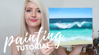 PAINTING TUTORIAL Acrylic Ocean for Beginners  Katie Jobling Art [upl. by Hoxie882]