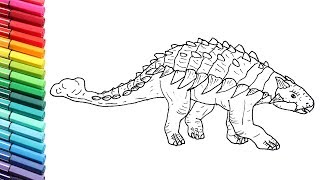 Drawing and Coloring the Ankylosaur From Jurassic world Evo  How to Draw Dinosaurs for Children [upl. by Guinn]