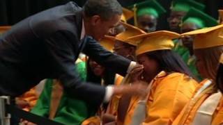 CNN Obama greets Memphis high school grads [upl. by Onilatac]