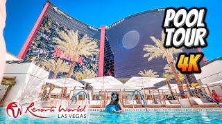 RESORTS WORLD Las Vegas FULL POOL TOUR in 4K 🏖 Gotta See This [upl. by Ettevy]