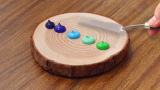 Painting Aurora Acrylic Pictures on Wooden Coasters｜Step by Step 690｜Satisfying Art ASMR [upl. by Lougheed]