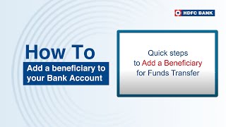 Add a beneficiary to your Bank Account  HDFC Bank [upl. by Ayyn]