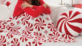 How to Crochet Masterpiece Peppermint Christmas Throw [upl. by Nnairet]