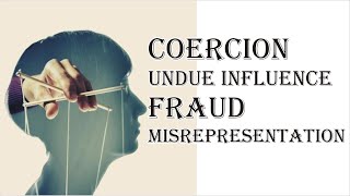 Coercion Undue Influence Fraud Misrepresentation  Indian Contract Act 1872  Law Guru [upl. by Millian]