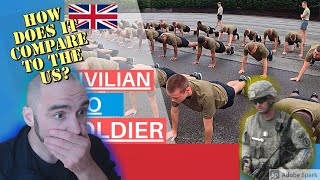 American Soldier Reacts to British Army Basic Training Part 1 [upl. by Annodas]