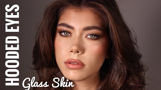 How To Apply Makeup on Hooded Eyes amp Glass Skin Tutorial  Claudia Neacsu [upl. by Htebzil976]