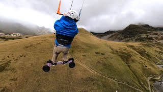 Extreme Kite LandBoarding flights in the Alps [upl. by Acinonrev]