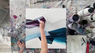 Abstract Acrylic Painting Techniques Using a Catalyst Wedge [upl. by Dewar]