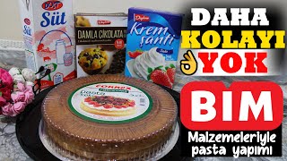 BİM MALZEMELERİYLE ÇOK KOLAY YAŞ PASTA YAPTIK 😍🤩👏🏻 PRATİK YAŞ PASTA😋 DOĞUM GÜNÜ PASTASI👌 [upl. by Allemaj]