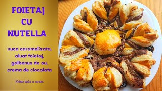 Floare din foietaj cu nutella  Nutella puff pastry [upl. by Otiragram]