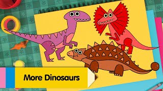 How To Draw A Dilophosaurus Ankylosaurus and Velociraptor [upl. by Haze751]