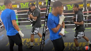 FLOYD MAYWEATHER TEACHING DEVIN HANEY SHOULDER ROLL DEFENSE amp HOW TO THROW POWER JABS [upl. by Phyllis739]