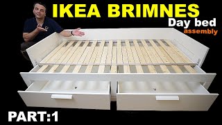 IKEA BRIMNES Day bed assembly instructions  PART 1 [upl. by Bandur]