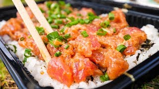 Food in Hawaii  POKE BOWLS and Seafood at Tanioka’s in Waipahu Hawaii [upl. by Ennyletak]