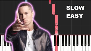 Eminem  Lose Yourself SLOW EASY PIANO TUTORIAL [upl. by Ainoet]