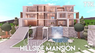 Bright Modern Hillside Mansion  Bloxburg Build [upl. by Jolenta]