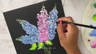 How to paint One stroke flower Larkspur Delphinium  July Birth flower  easy acrylic tutorial [upl. by Gerek]