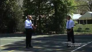 President Obama Plays HORSE with CBS Clark Kellogg [upl. by Onimixam]