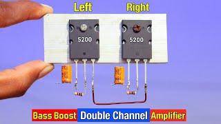 DIY  5200 Transistor Double Channel Amplifier  Loud and Clean Speaker [upl. by Sarilda]