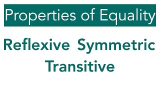 Reflexive Symmetric and Transitive Properties of Equality [upl. by Naniac]