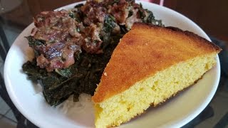 How to make Collard Greens and Cornbread from scratch [upl. by Enyledam]