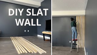 Modern Living Room Design Part 1  DIY Wood Slat Wall [upl. by Miltie]