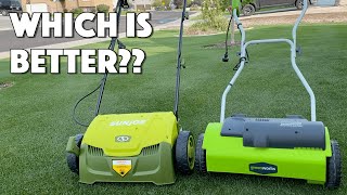 SunJoe vs Greenworks Electric Dethatchers  FULL COMPARISON [upl. by Kcirtapnhoj886]