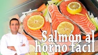 Salmón al horno fácil  Recetas de cocina [upl. by Cecilio]