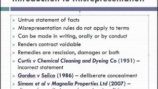 Misrepresentation Lecture 1 of 4 [upl. by Etsirhc]