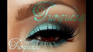 auroramakeup Turquesa Maquillaje Economico  Turquoise Eye makeup tutorial [upl. by Ettesil]