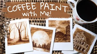 Painting with coffee  Basic Scenery Coffee Painting  jamiewave [upl. by Magnien]