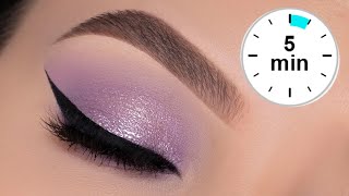 5 MINUTE EASY Lilac Eye Makeup Tutorial  Stay At Home Eye Look [upl. by Atinrahs279]