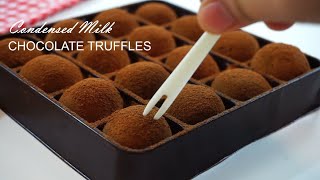 Condensed Milk Chocolate Truffles Easy Recipe [upl. by Haerdna]