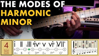 Demonstrating The Modes of Harmonic Minor MUSIC THEORY  SCALES [upl. by Alfy]