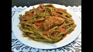 لوبياماشتوخضراباللحم بصل و طوماطيش Haricots vert à la viande [upl. by Kordula629]