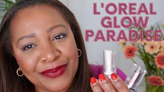 DRUGSTORE GEMS LOreal GLOW PARADISE Balm in Lipstick Compared to High End lipsticks New shades [upl. by Atinhoj]