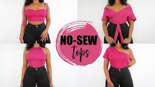 4 NOSew Tops From Old TShirts  Easy DIYs [upl. by Korry]