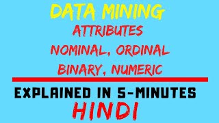 Attributes Nominal Ordinal Binary Numeric Data MiningHINDI [upl. by Eceela290]